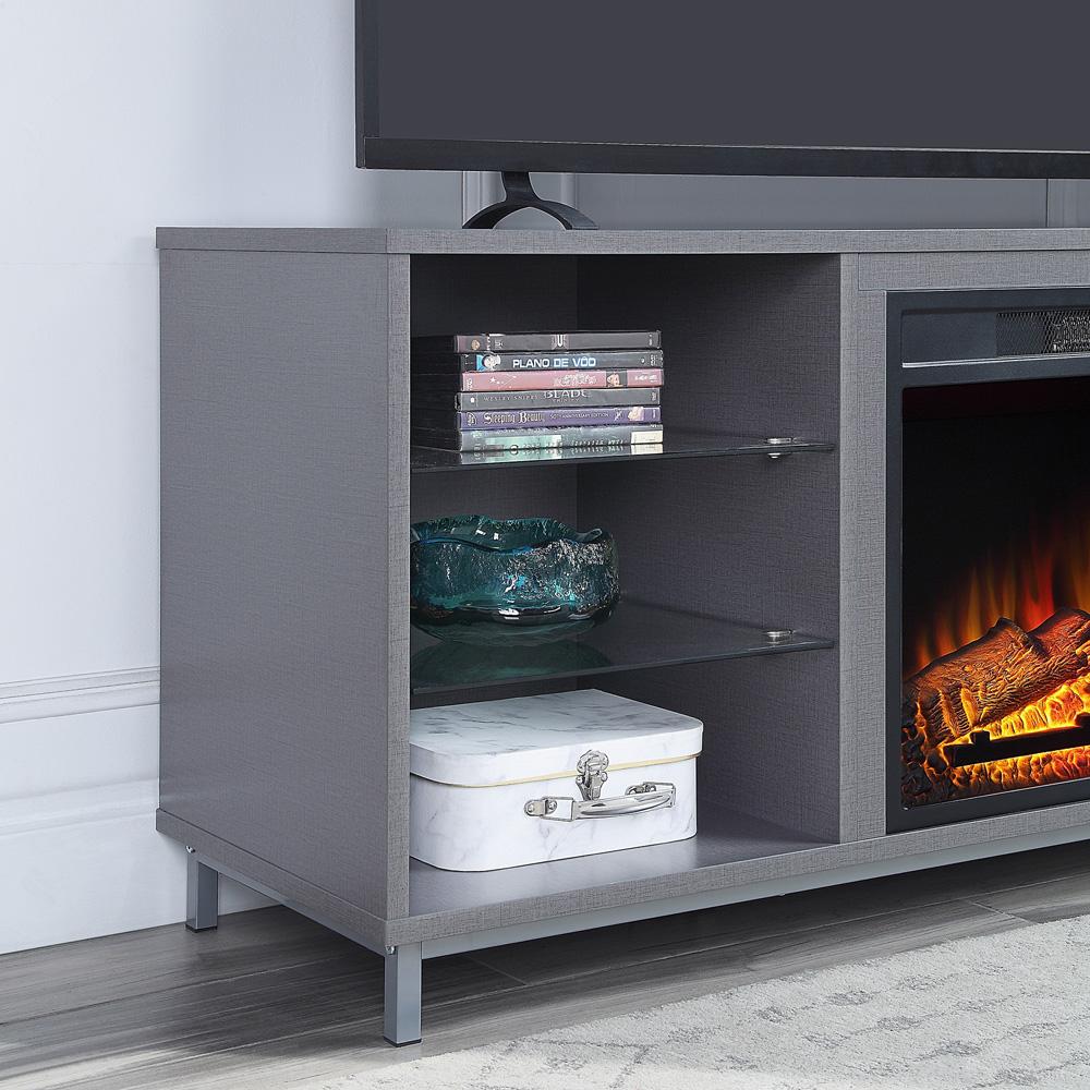 Brighton 60in Fireplace TV Stand FP4-GY in BlackGrey