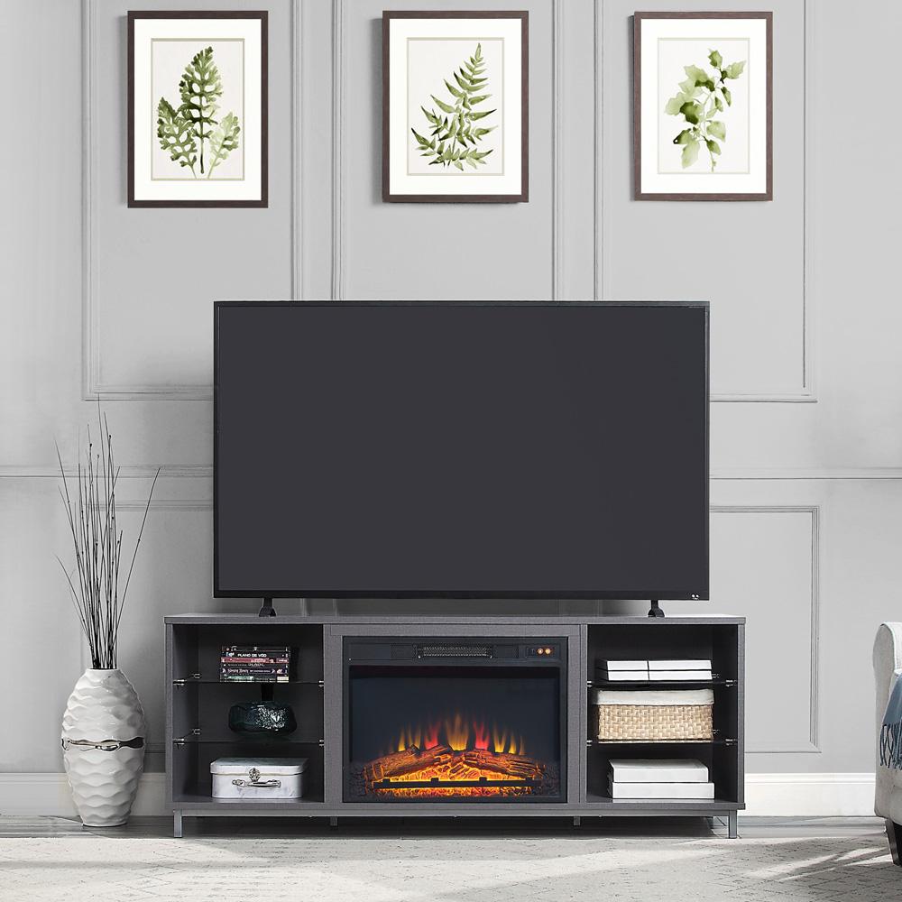 Brighton 60in Fireplace TV Stand FP4-GY in BlackGrey