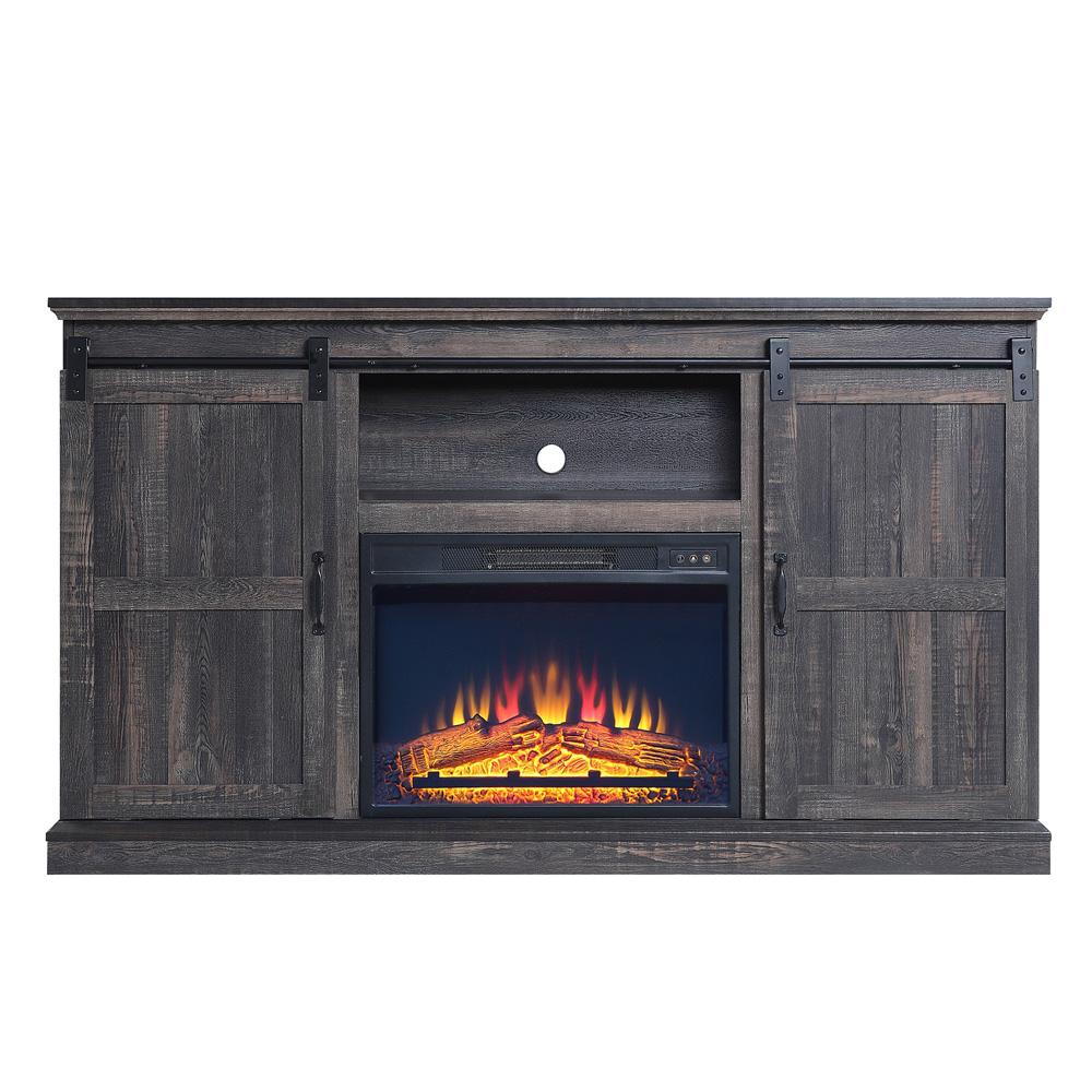 Myrtle Fireplace Console FP2-BR in Black Heavy Brown