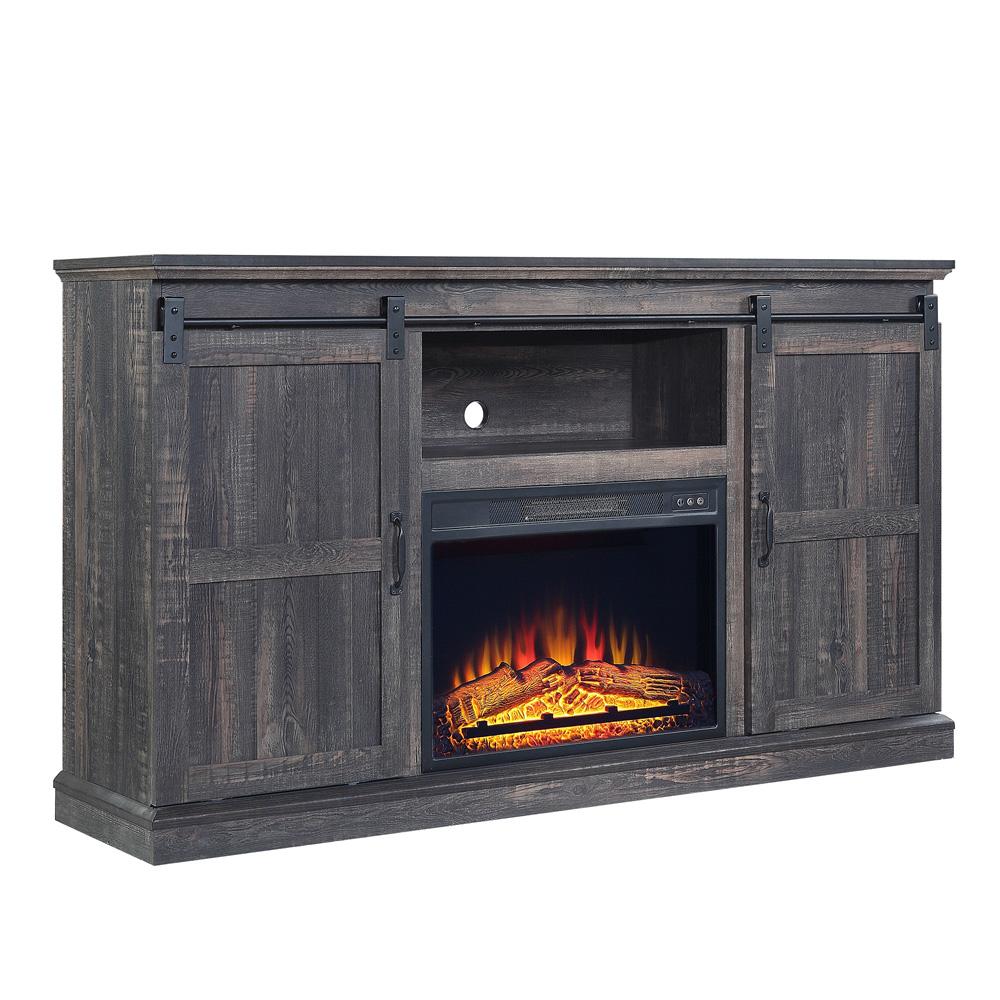 Myrtle Fireplace Console FP2-BR in Black Heavy Brown