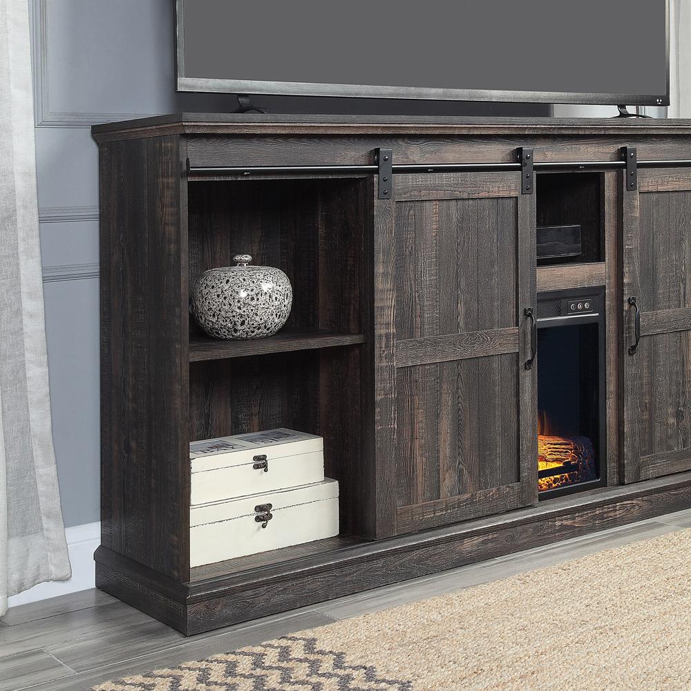 Myrtle Fireplace Console FP2-BR in Black Heavy Brown