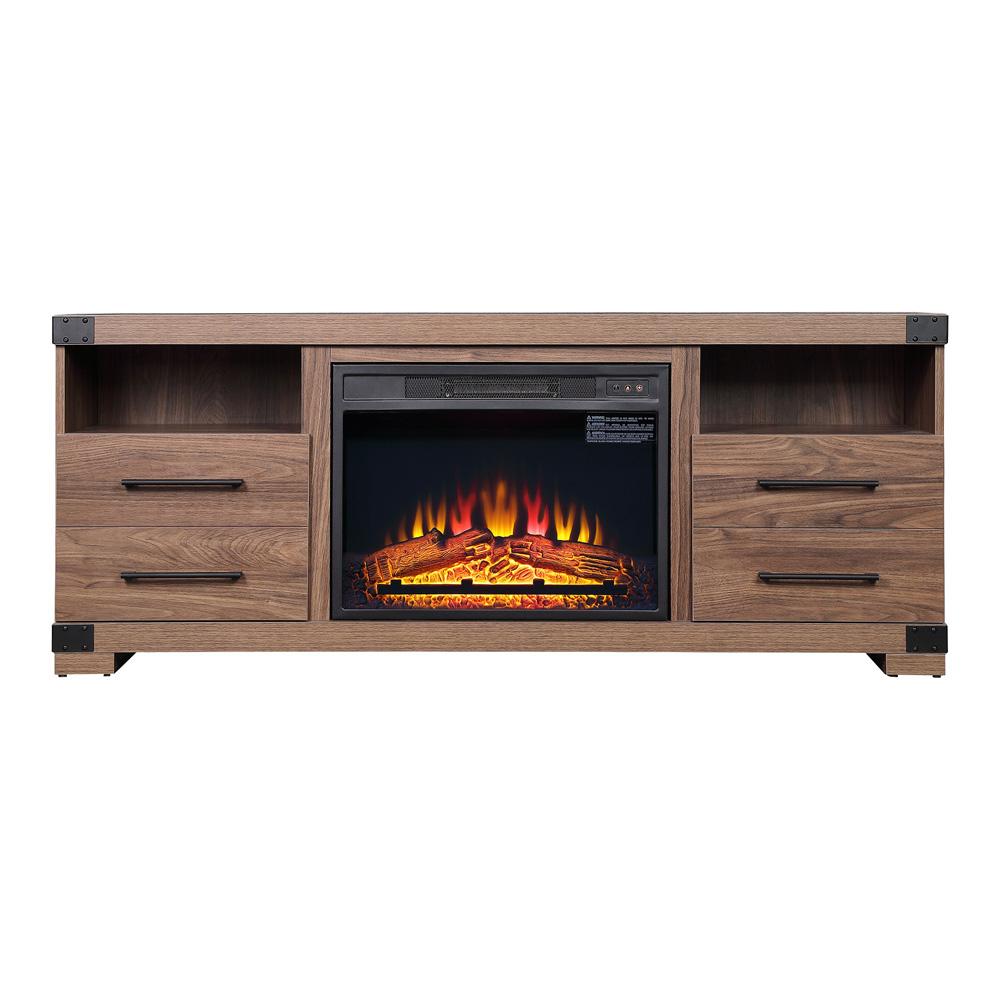 Richmond Fireplace with 2 Drawers FP1-BR in Black Brown