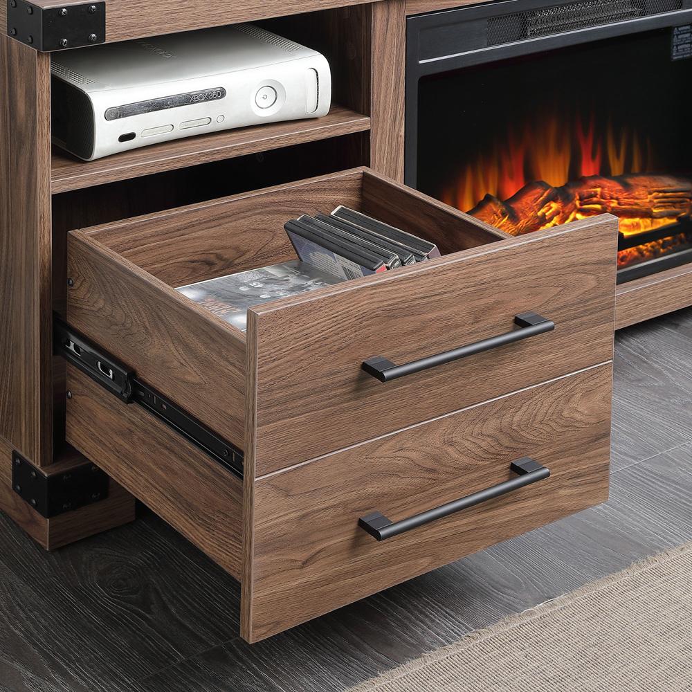 Richmond Fireplace with 2 Drawers FP1-BR in Black Brown