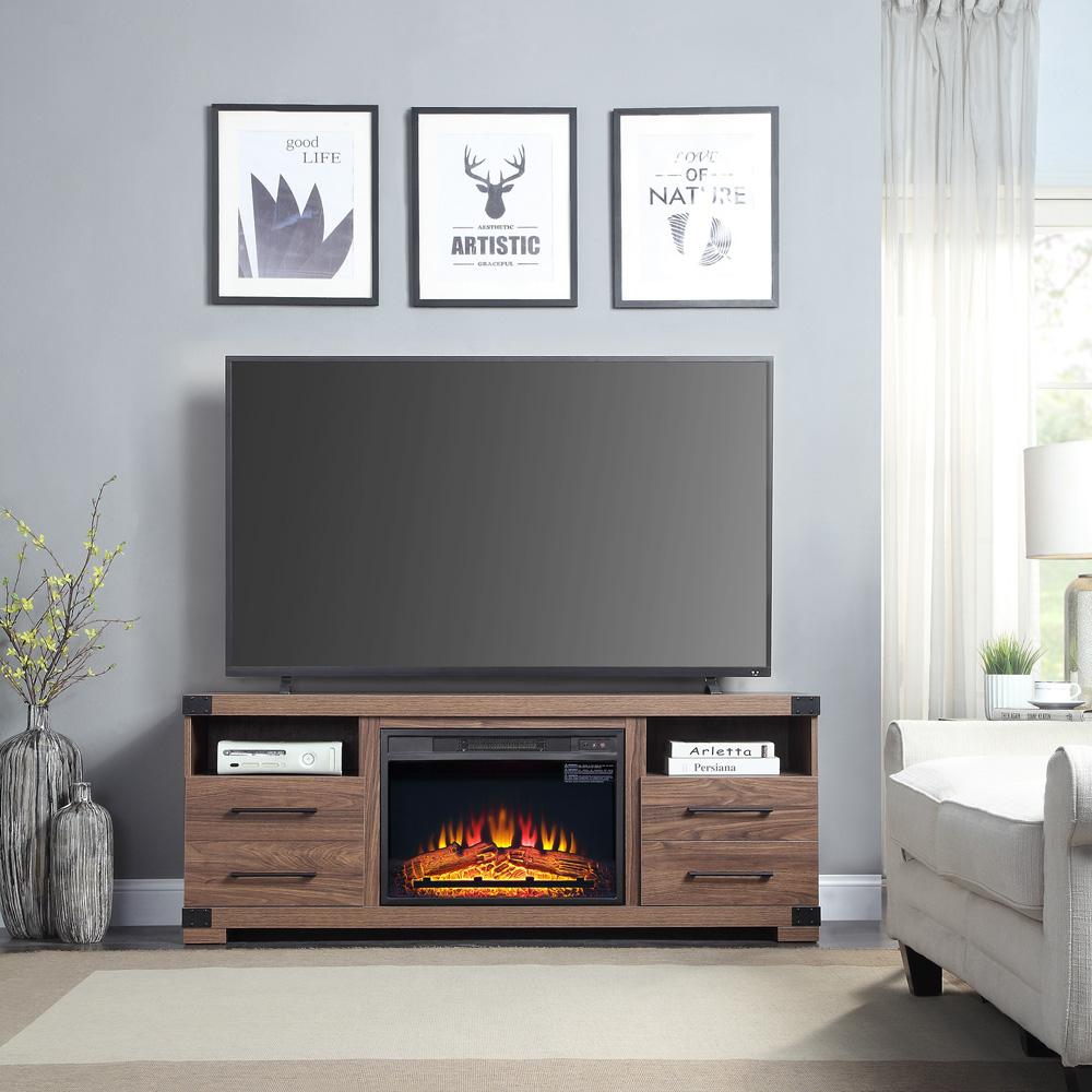 Richmond Fireplace with 2 Drawers FP1-BR in Black Brown
