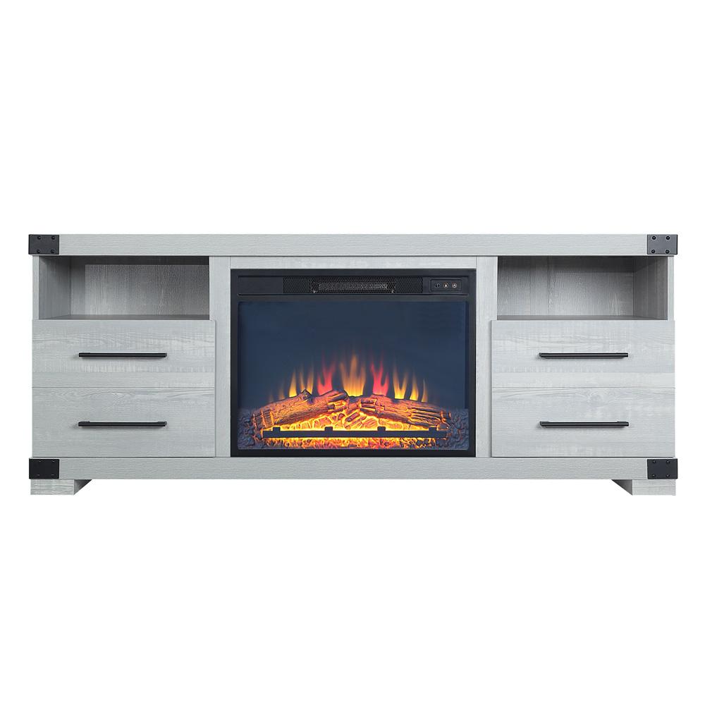 Richmond Fireplace with 2 Drawers FP1-GY in BlackGrey