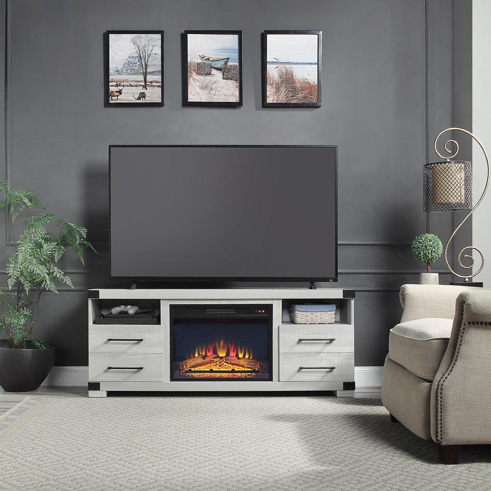 Richmond Fireplace with 2 Drawers FP1-GY in BlackGrey