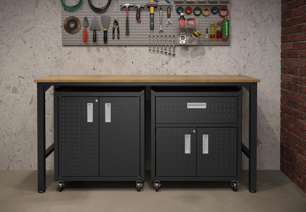 Fortress 3 Piece Garage Set 15GMC-CH in Charcoal Grey
