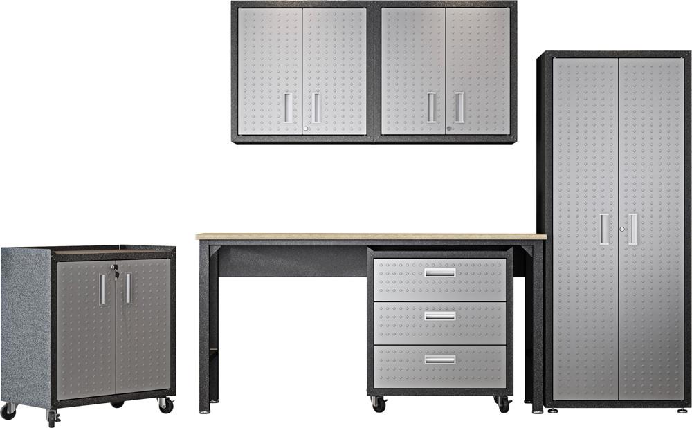 Fortress 6 Piece Garage Set with 3 Drawers 6-GGGG in Grey