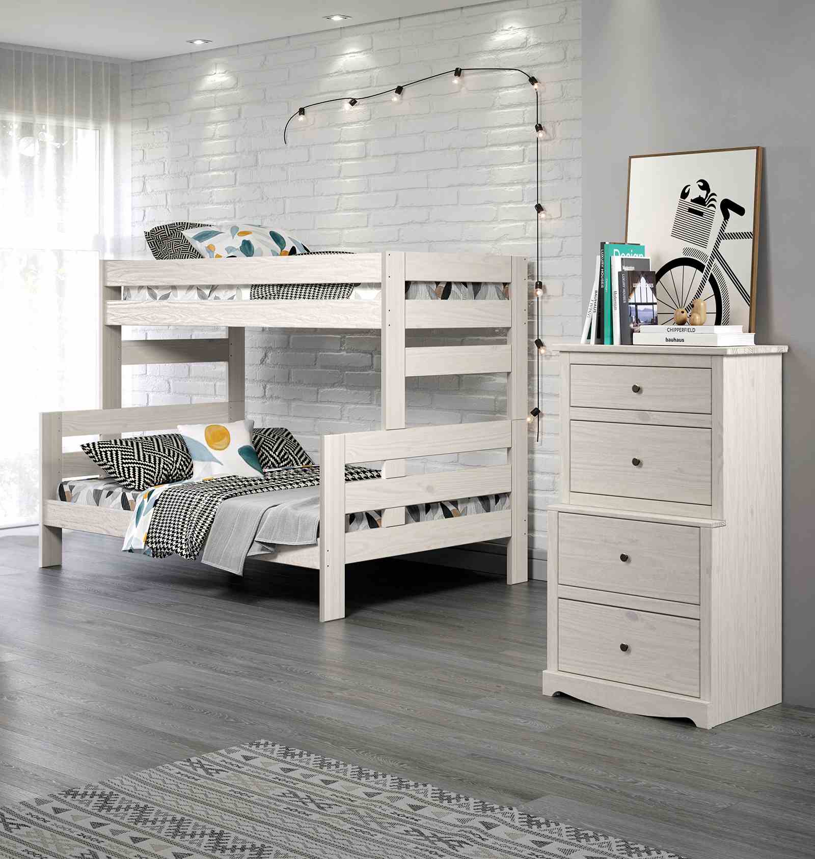 Damaris - Twin/Full Bunk Bed, White