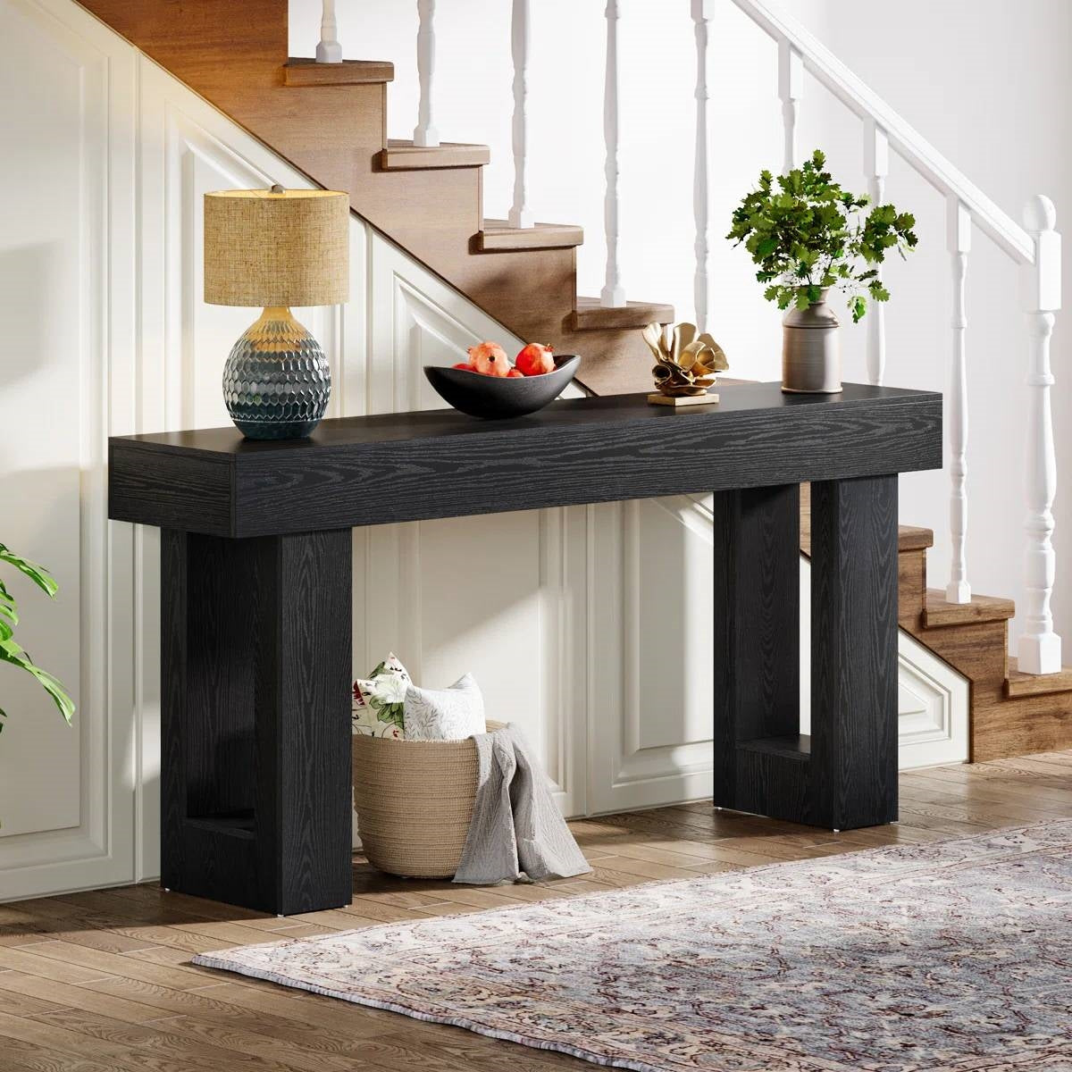 Modern Farmhouse 63-inch Console Sofa Table, Black