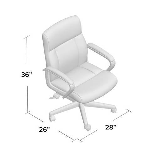 Mid-Back Ergonomic Office Chair in Black Faux Leather with Armrests