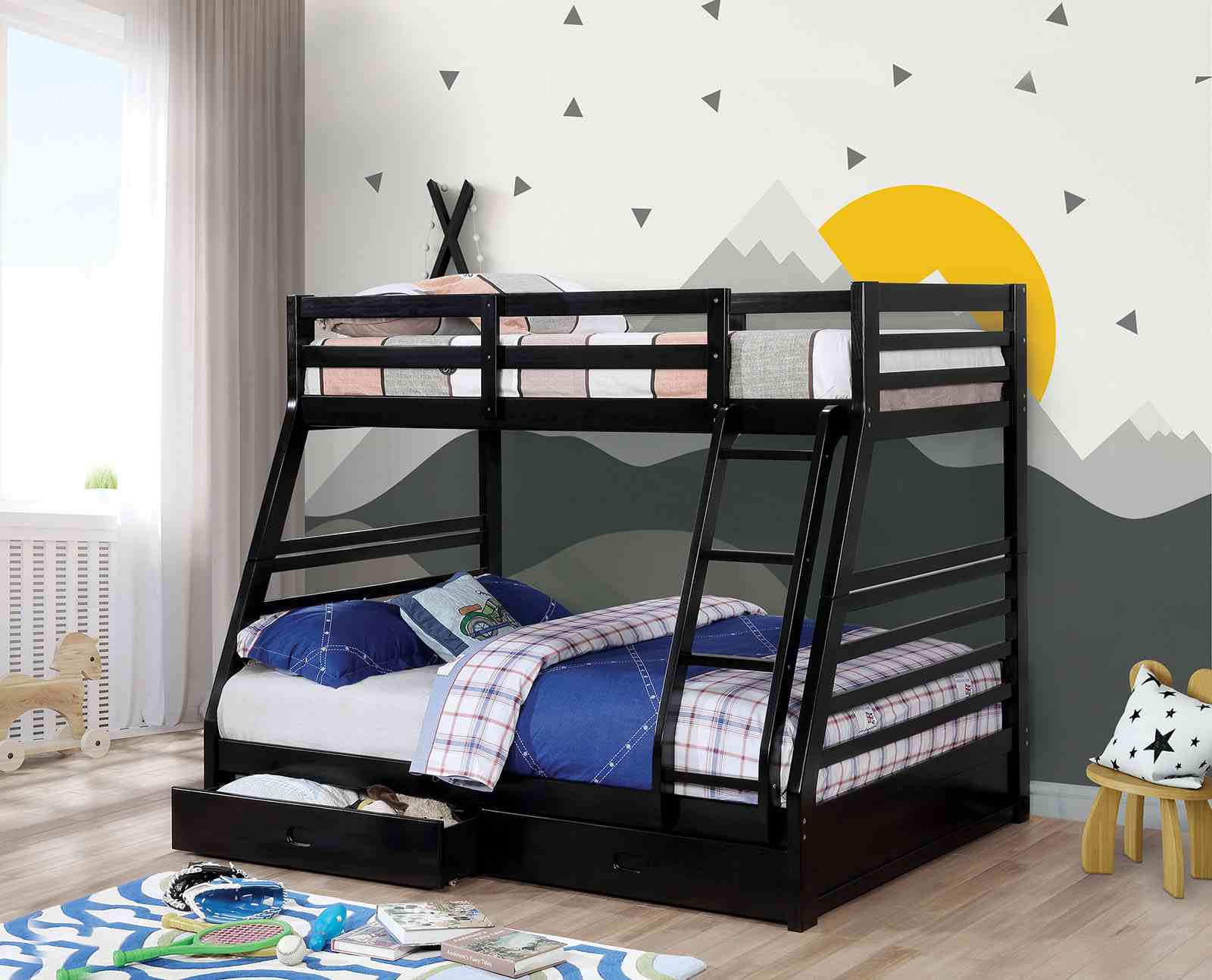California Bunk Bed, Twin/Full, Black
