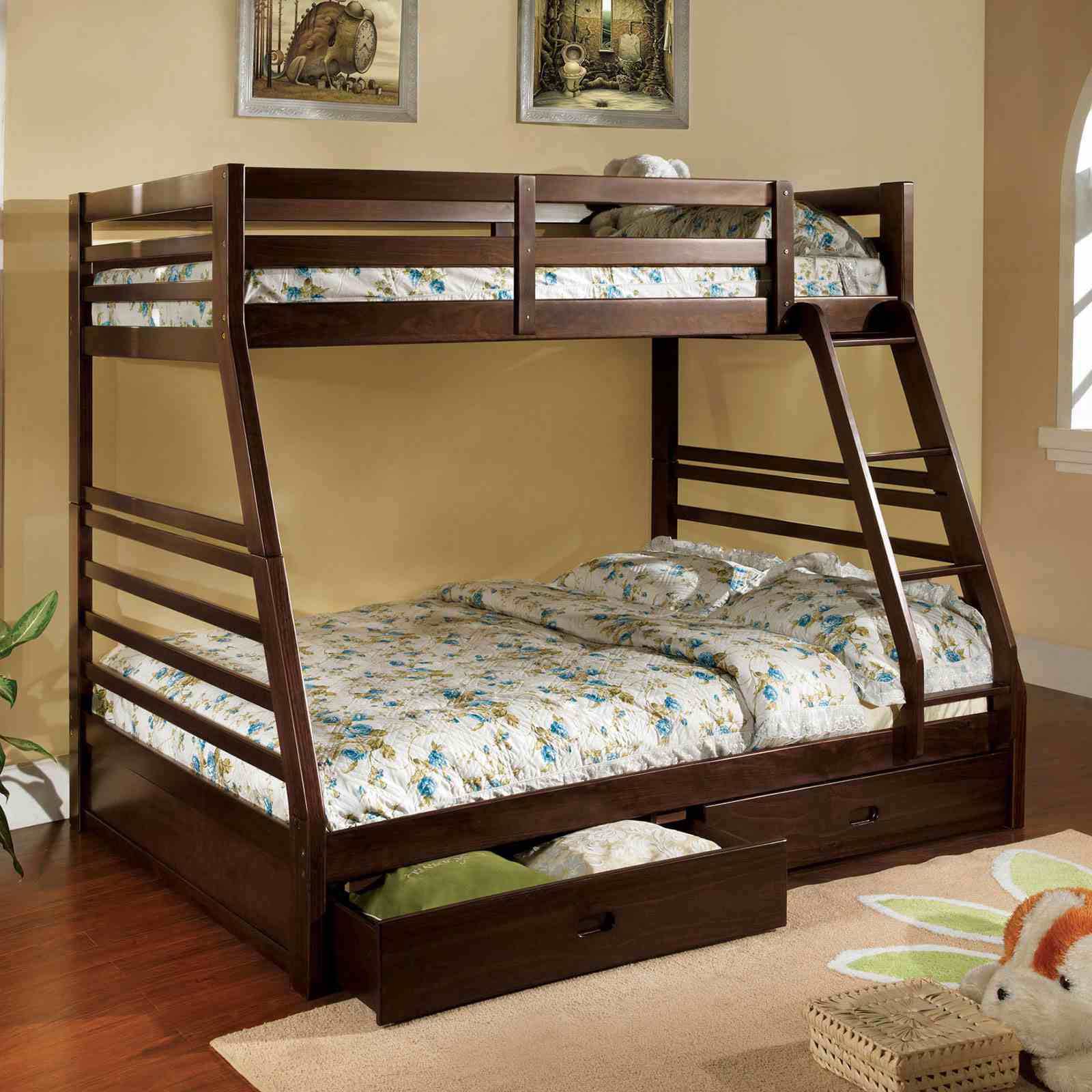 California Bunk Bed, Twin/Full, Dark Walnut