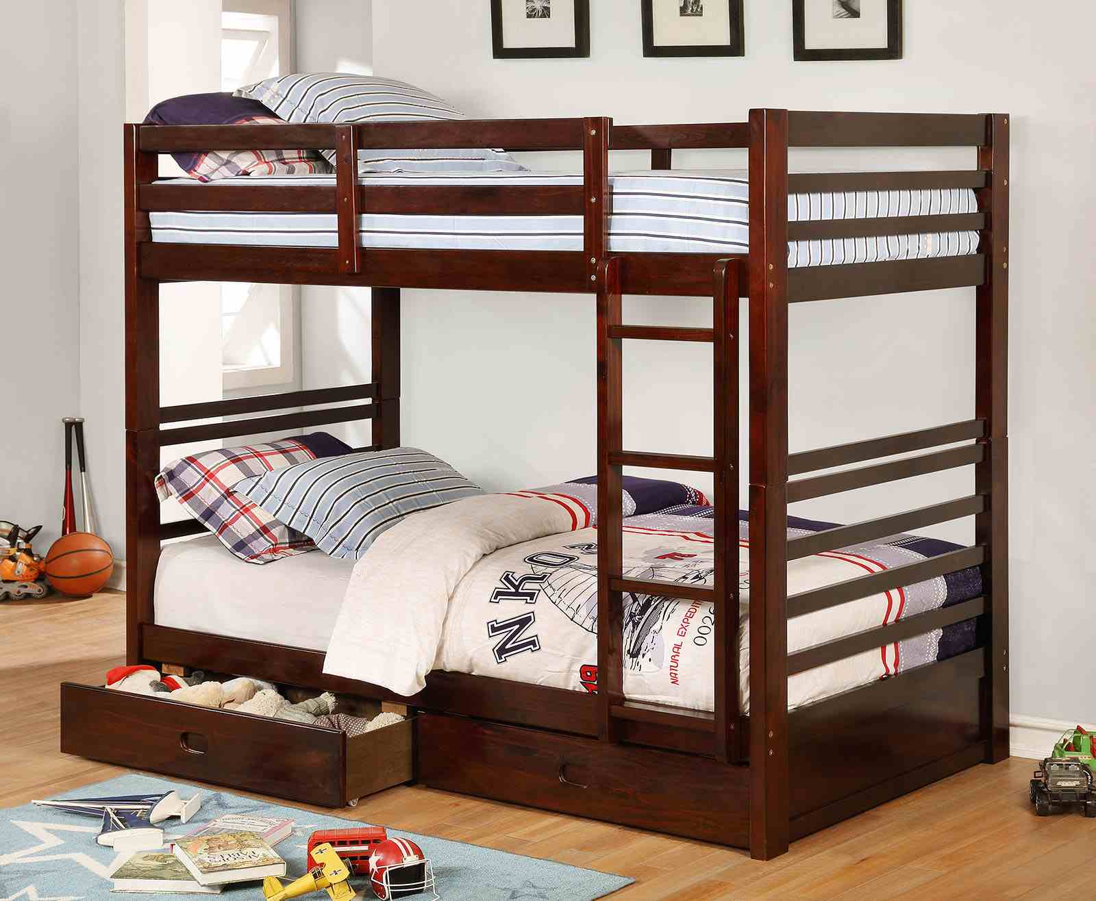 California Bunk Bed, Twin/Twin, Dark Walnut
