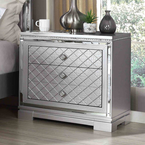 Belleterre - Nightstand w/ USB, Silver
