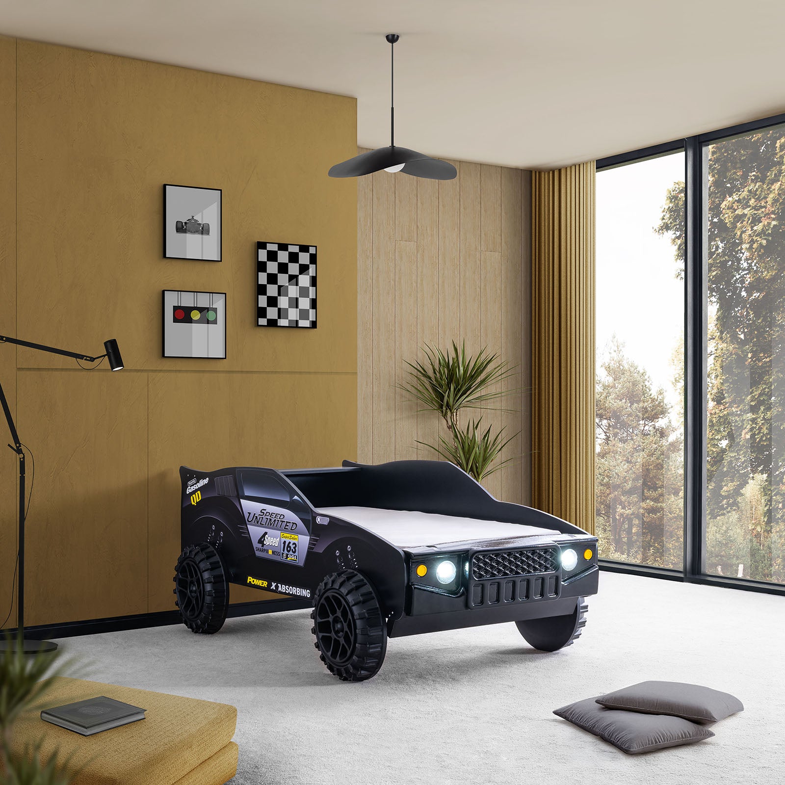 Speed Jump Twin Off-Road Car Bed, Black