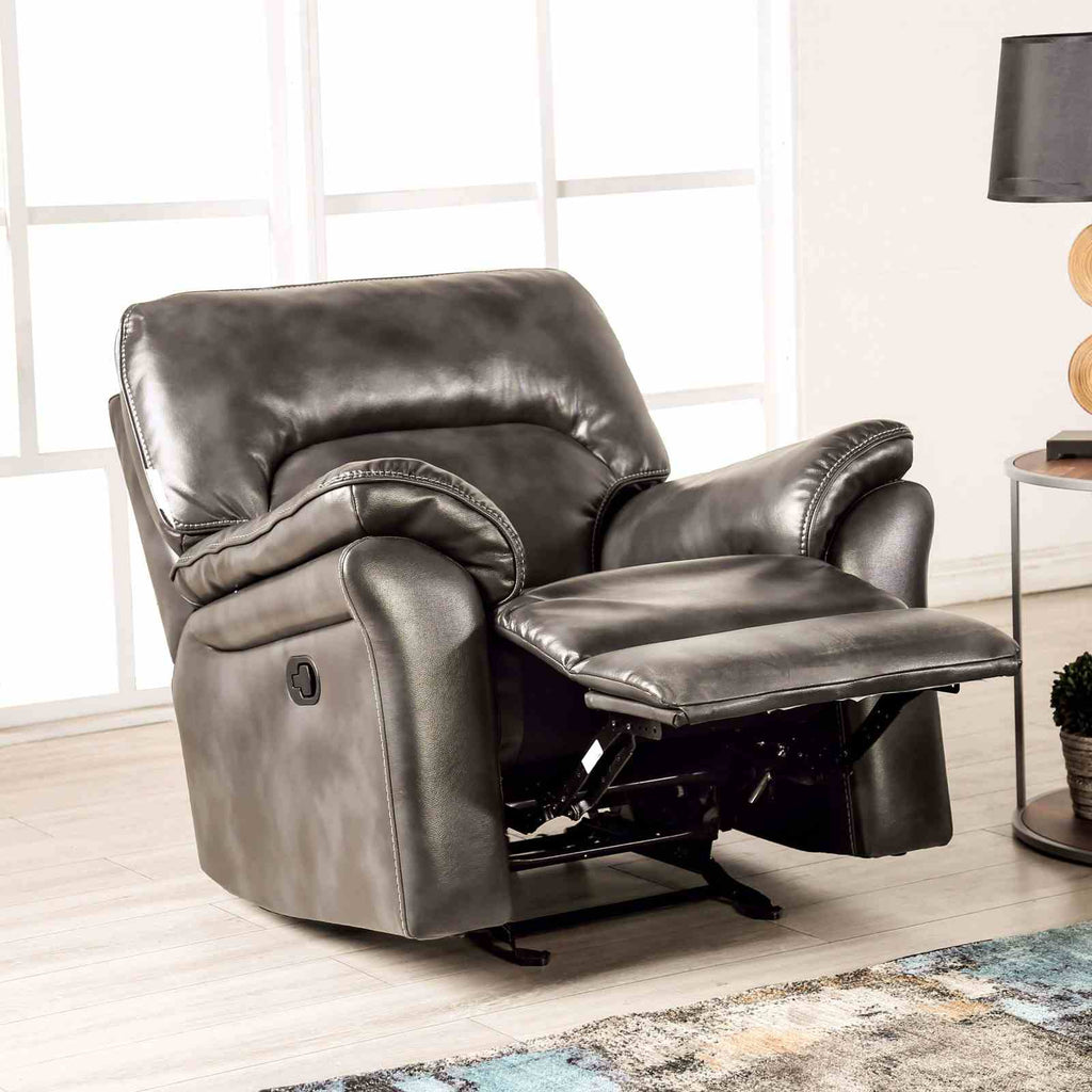 Josias Glider Recliner, Dark Gray Leatherette