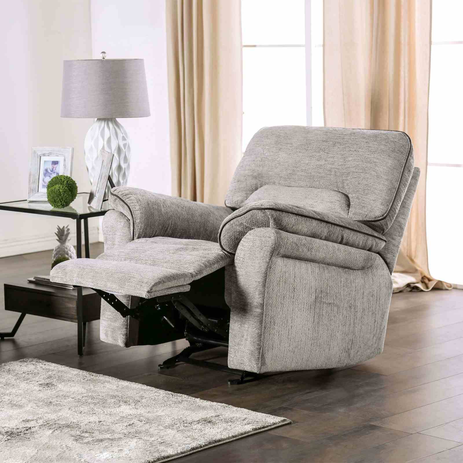 Josias Glider Recliner, Light Gray Fabric