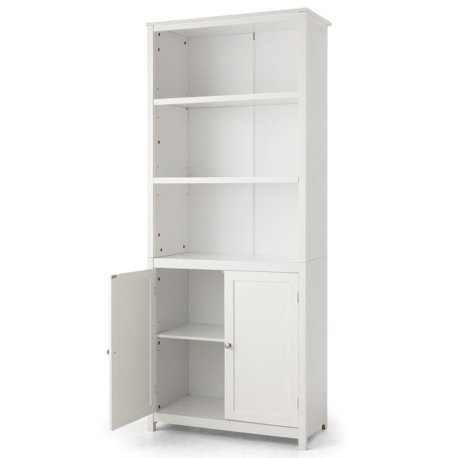 White Bathroom Linen Tower Towel Cabinet with 3 Open Storage Shelves