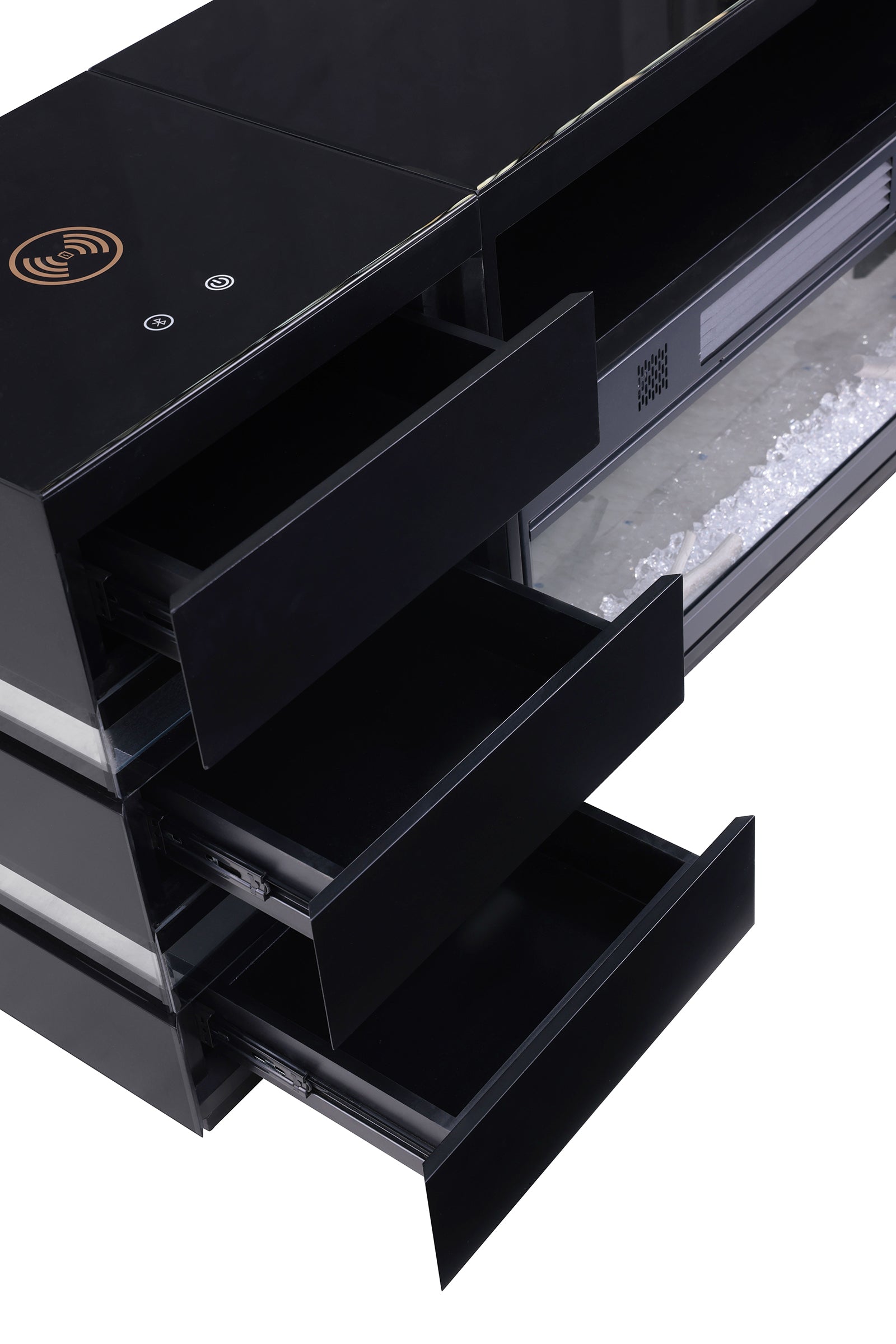 Terni TV Stand w/ Fireplace, Black, detail