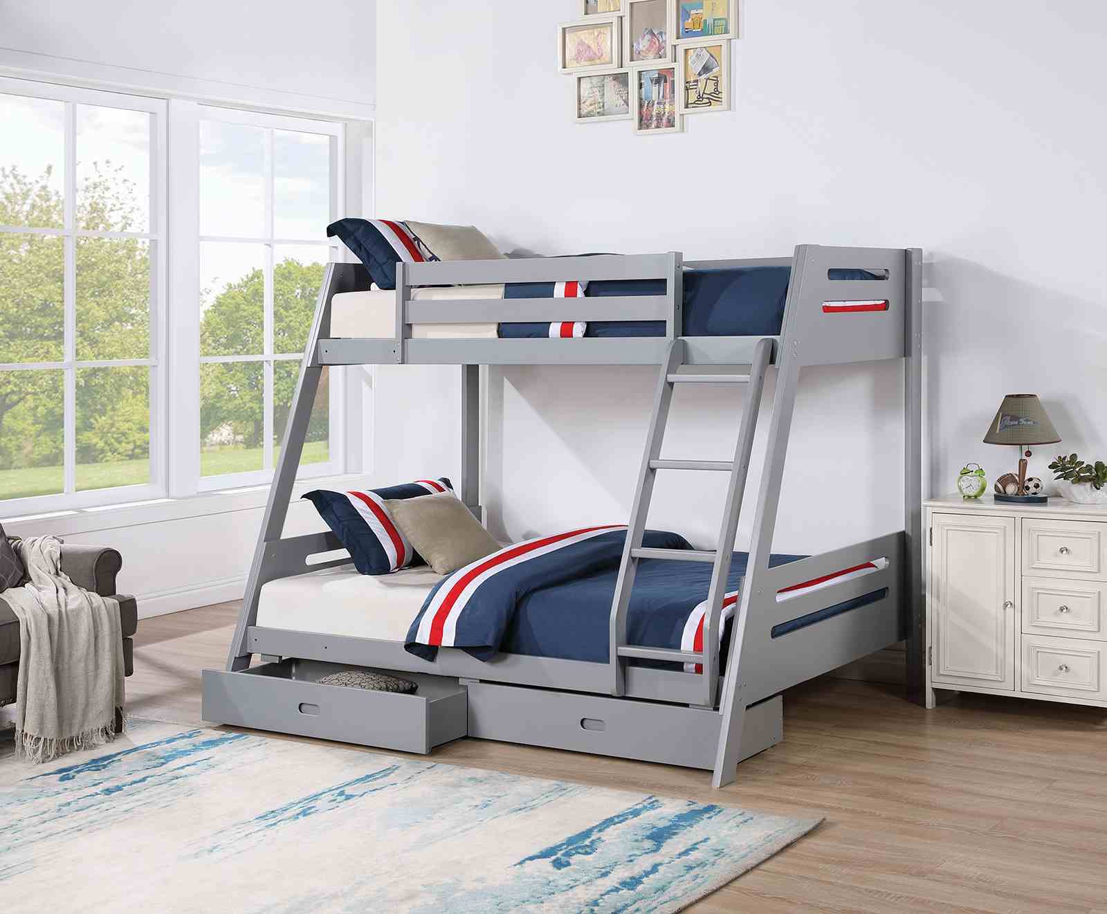 Emilee - Twin/Full Bunk Bed, Gray