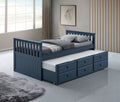 Clemens - Twin Captain Bed w/ Trundle, Midnight Blue