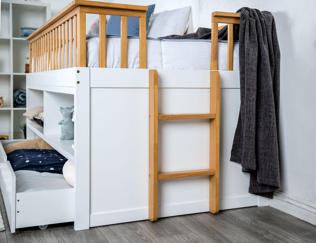 Mcpherson - Twin Captain Bed w/ Trundle, White/Oak