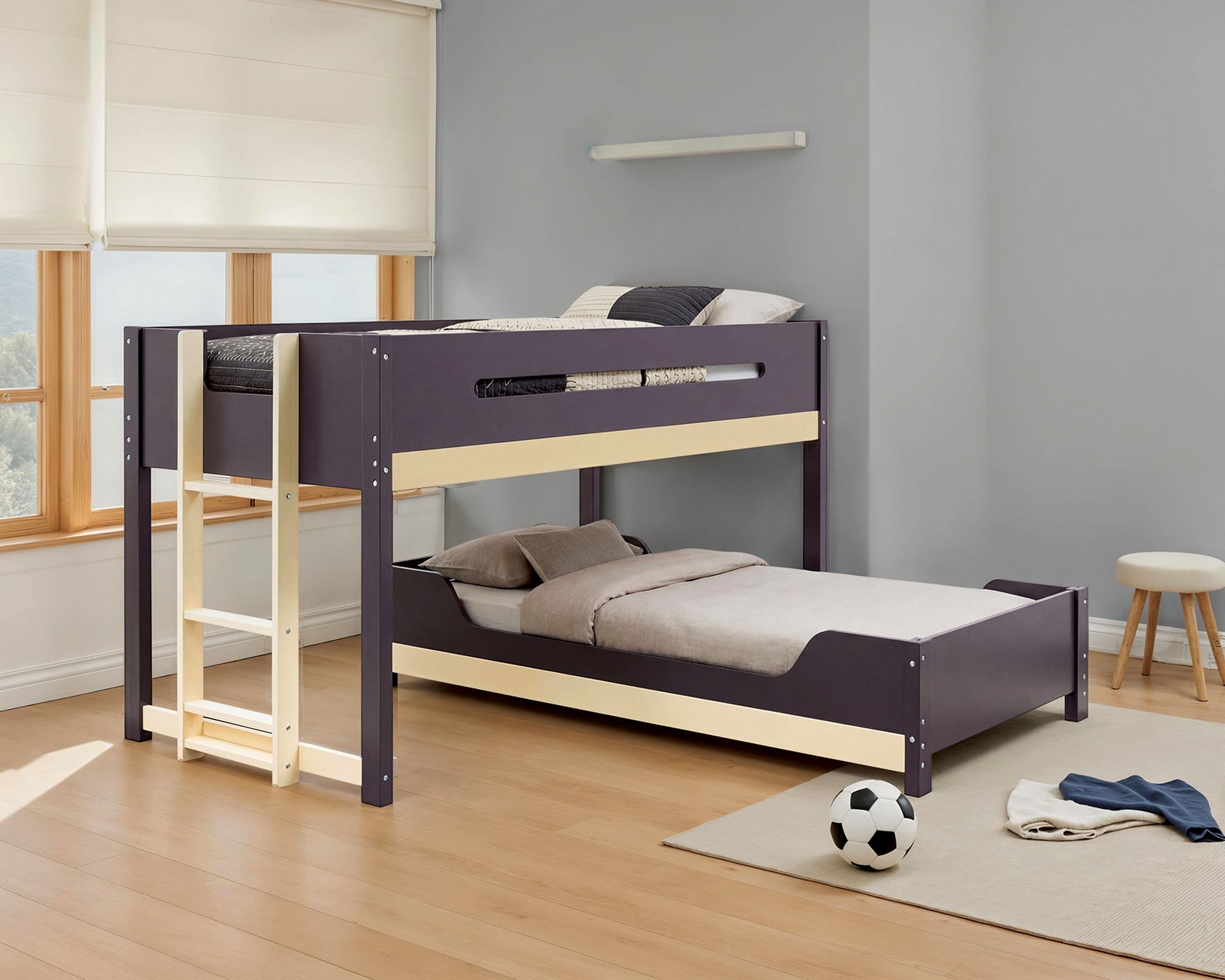 Nestor Bunk Bed - Mauve/Oak