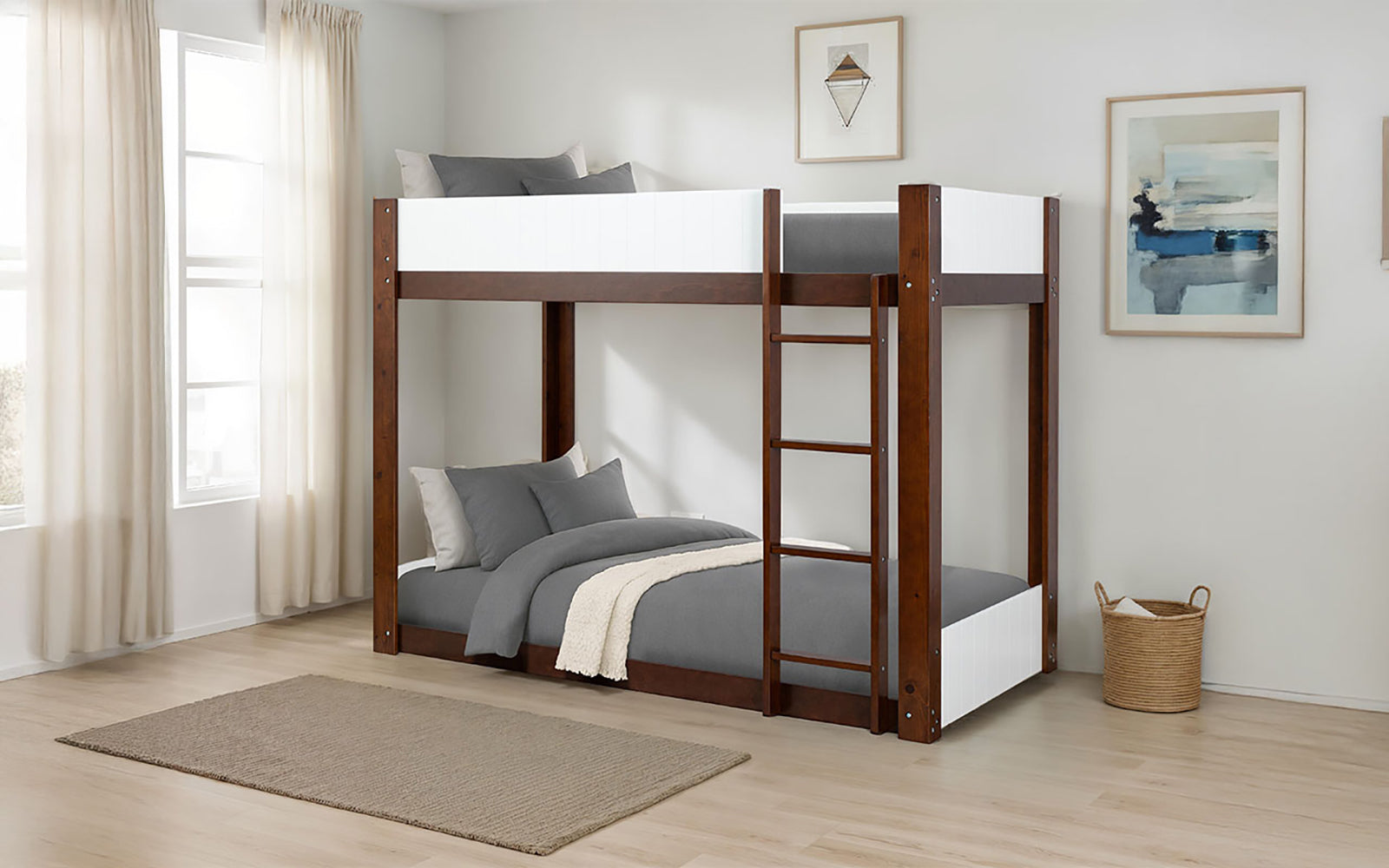 Terri Bunk Bed - White/Dark Cherry