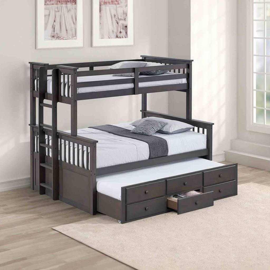 University - Twin/Full Bunk Bed, Stain Gray
