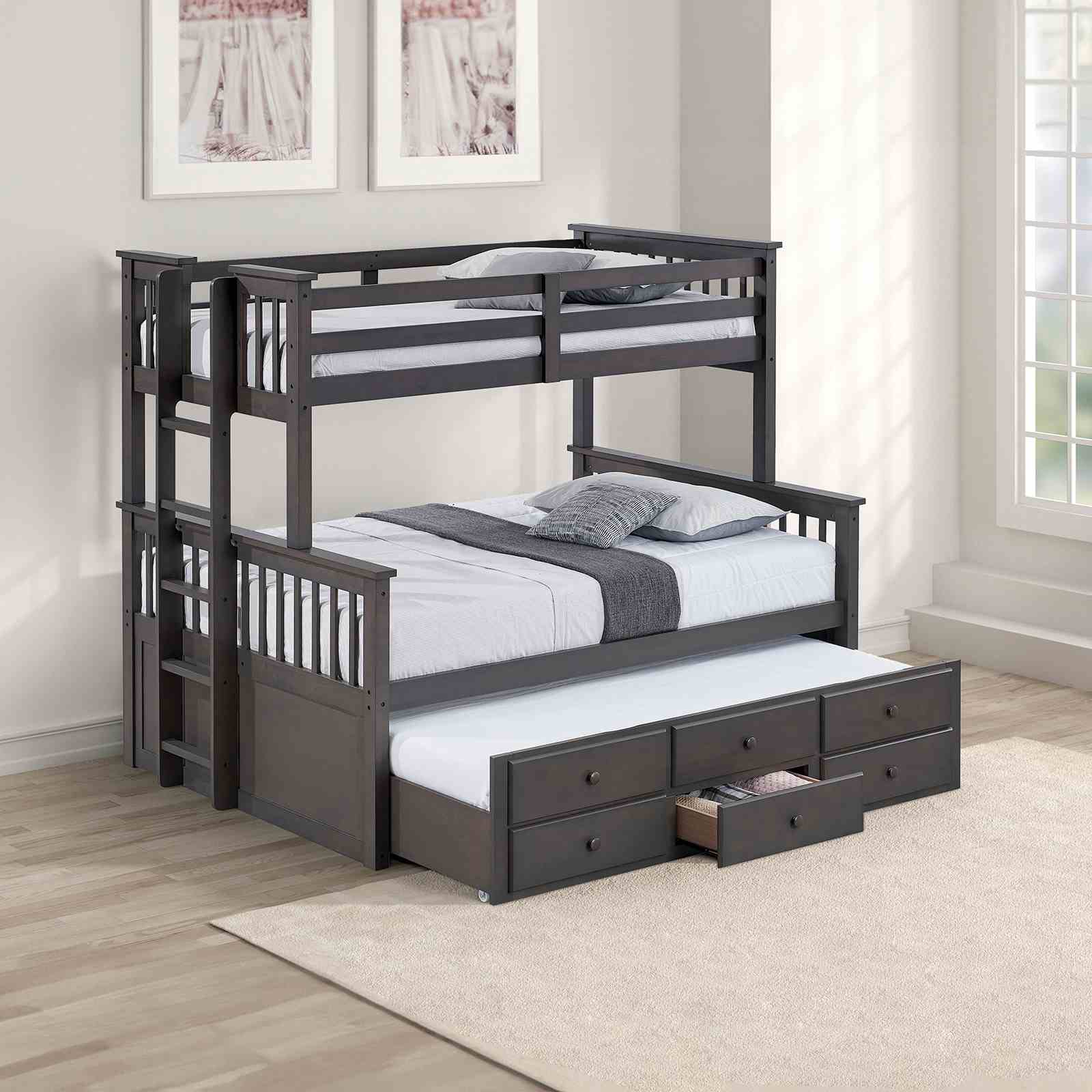 University - Twin/Full Bunk Bed, Stain Gray