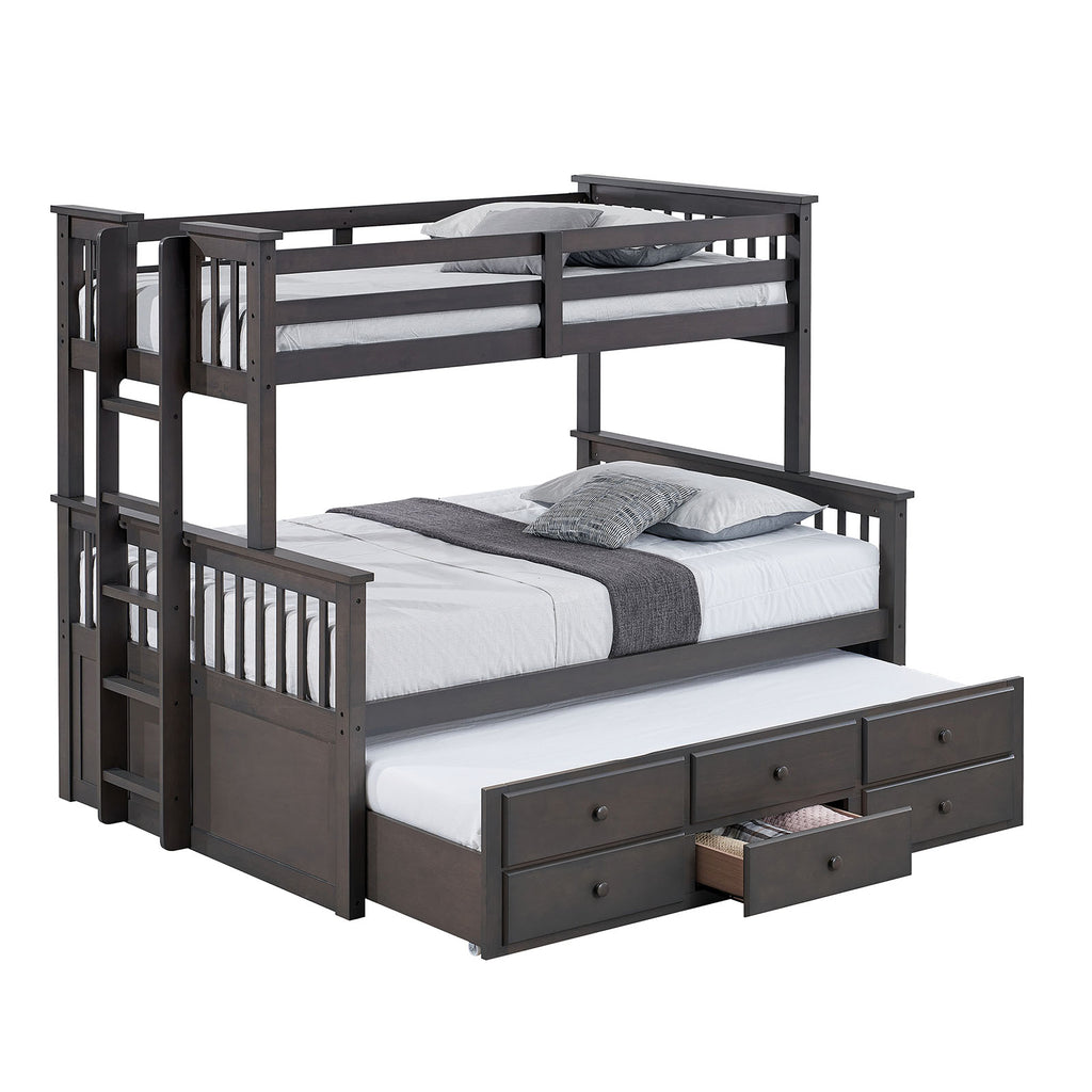 University - Twin/Full Bunk Bed, Stain Gray