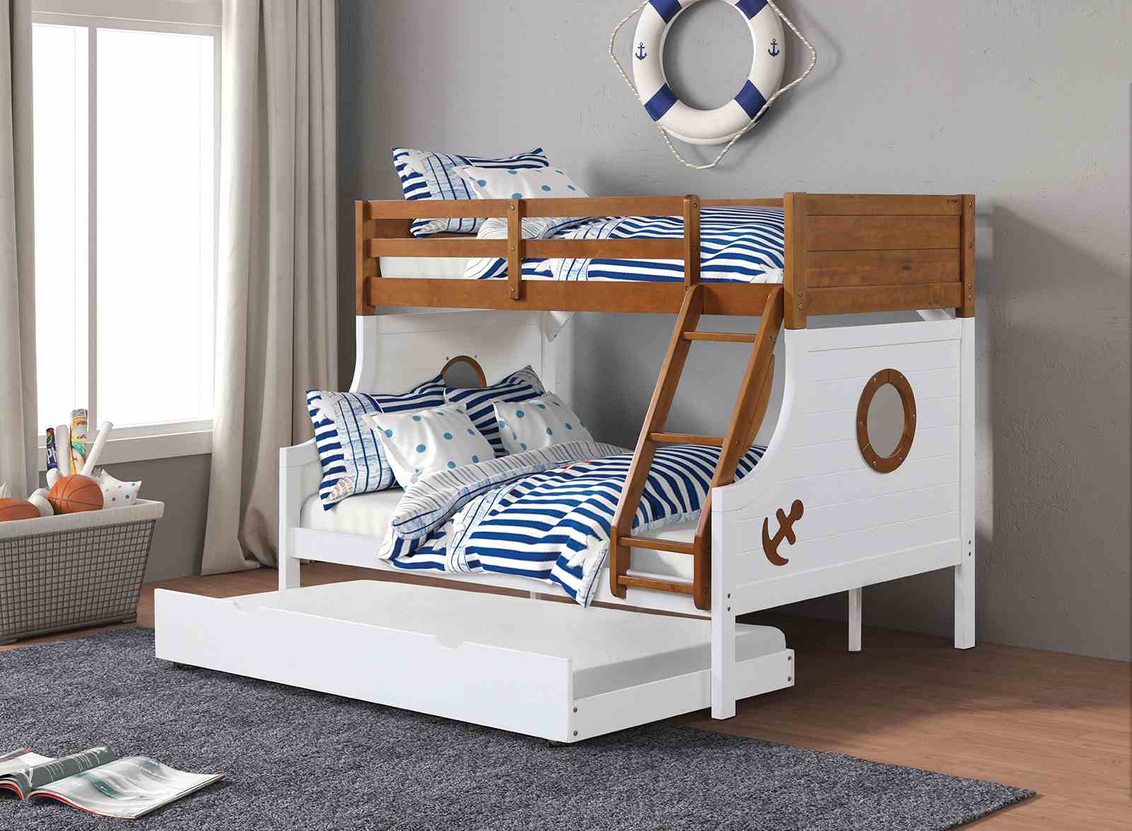Nautia Twin/Full Bunk Bed, Oak/White