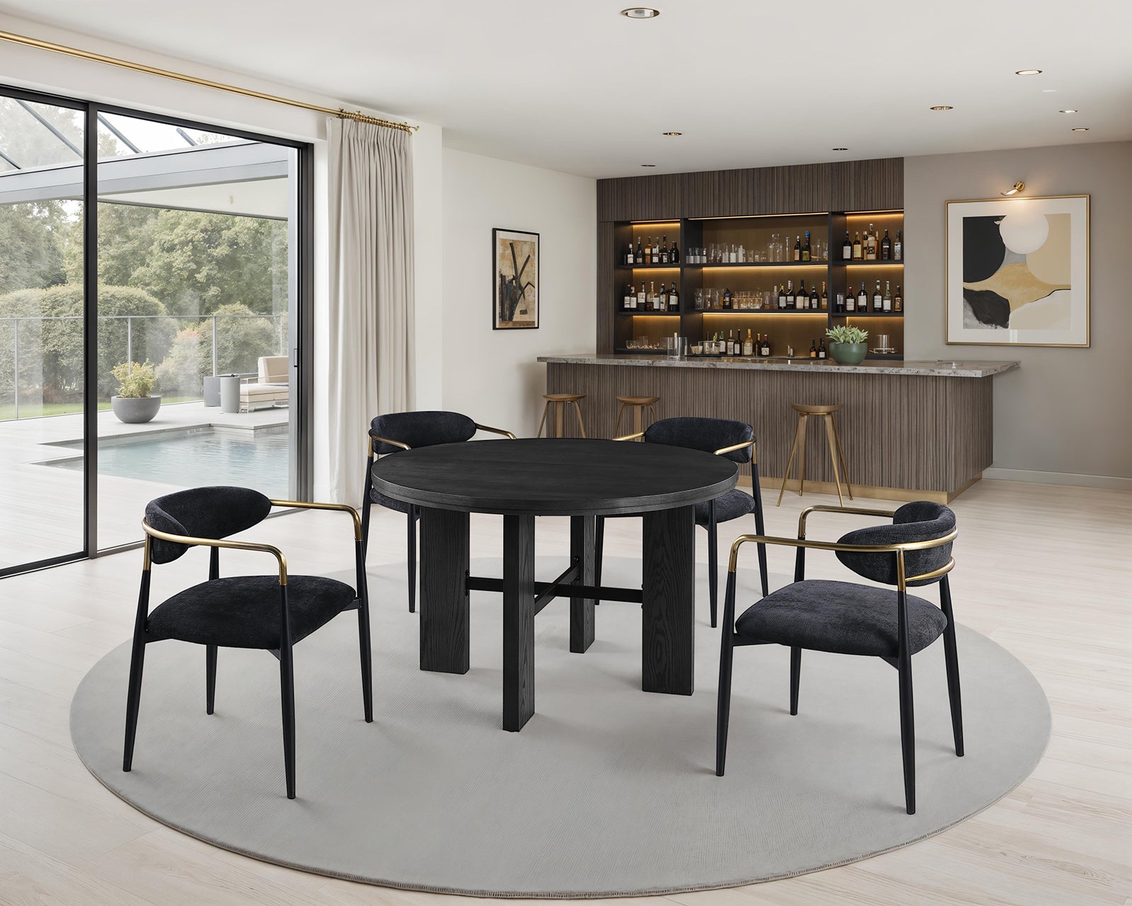 Gaetani Set - Black w/ Arm Chairs