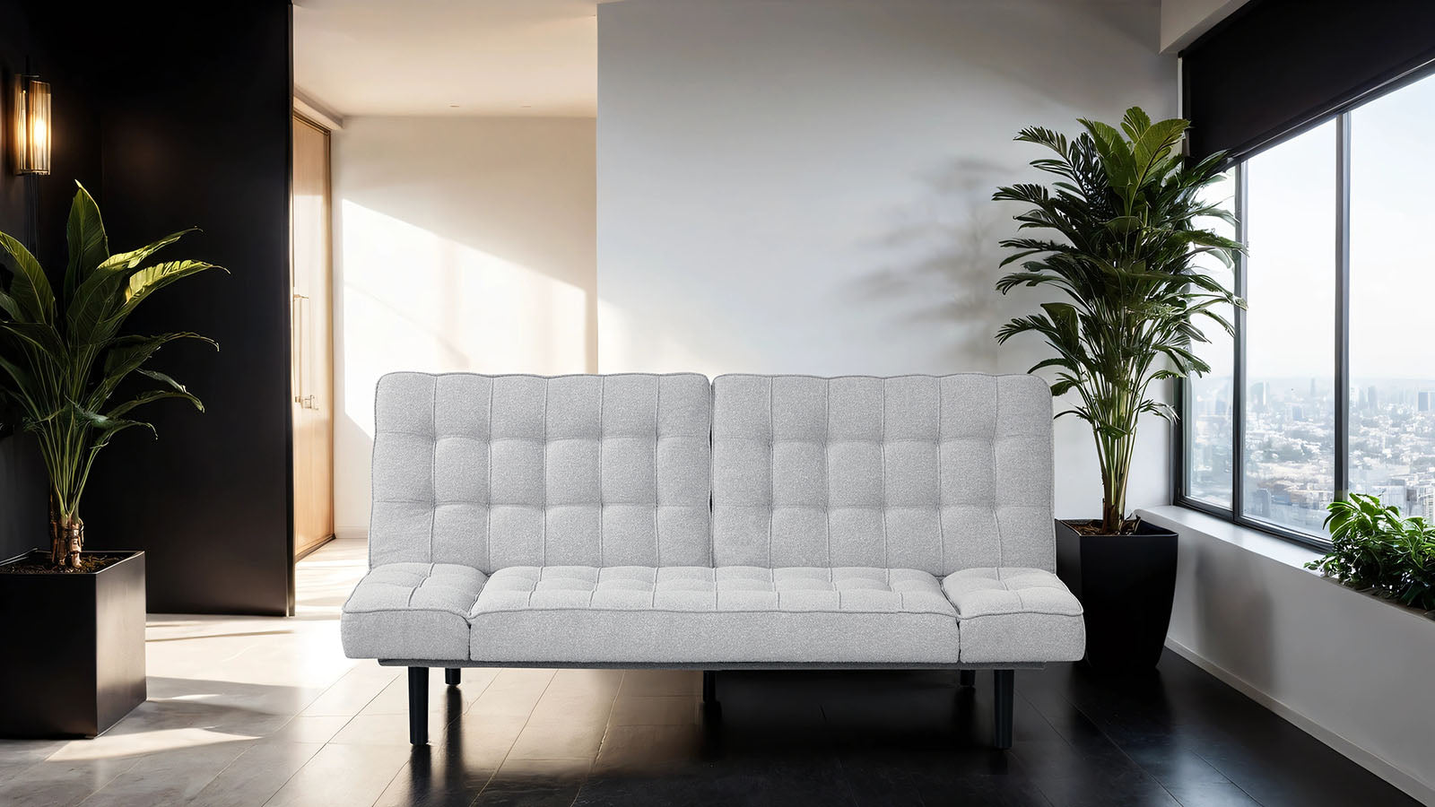 Bellevue - Futon Sofa, Light Gray
