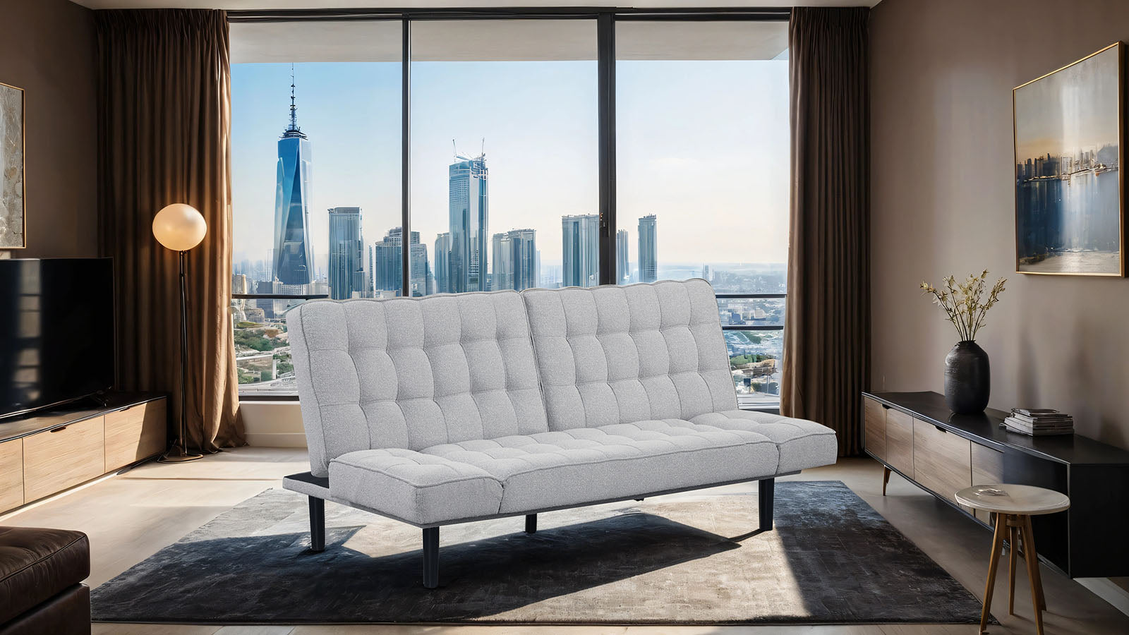 Bellevue - Futon Sofa, Light Gray