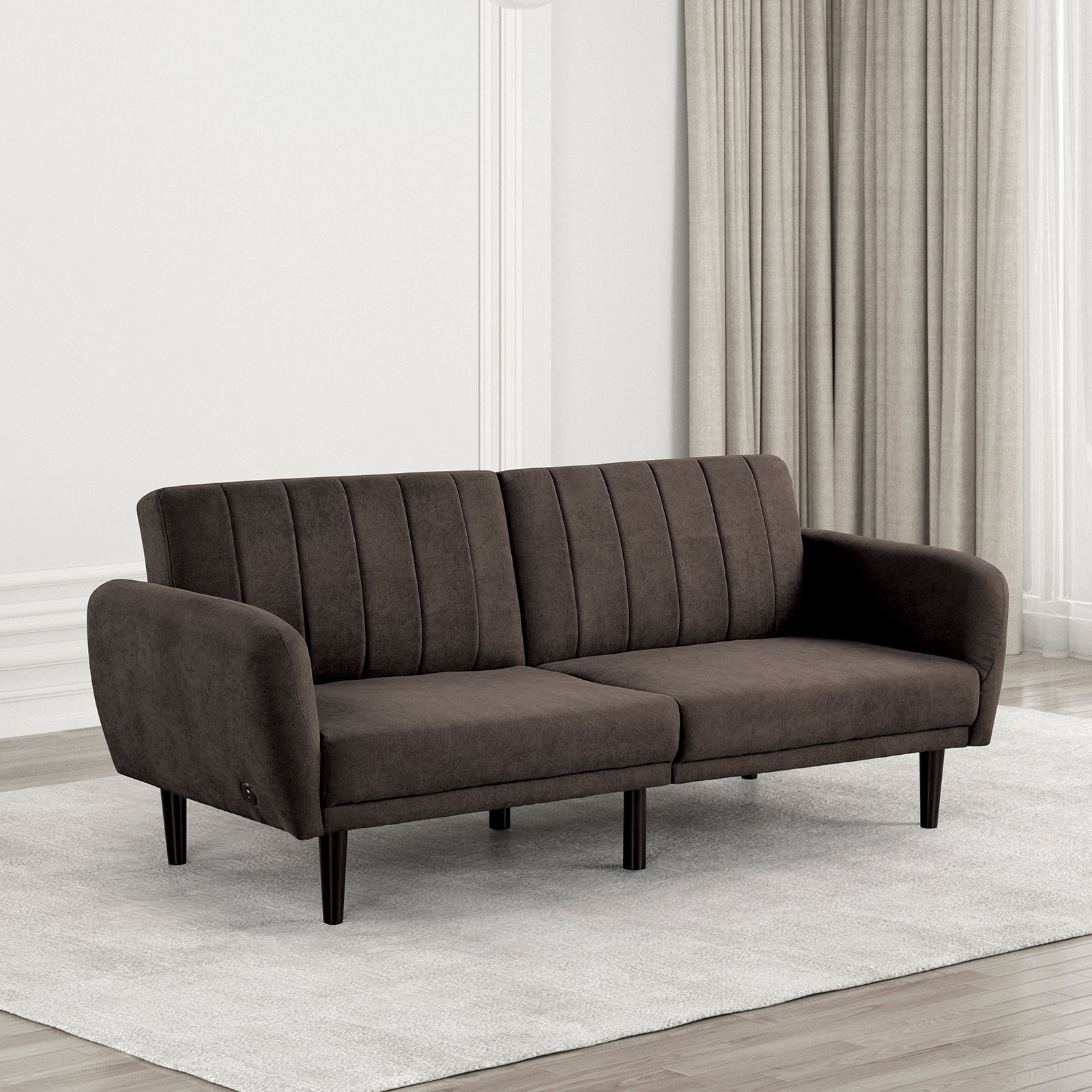 Aristide Futon Sofa, Brown