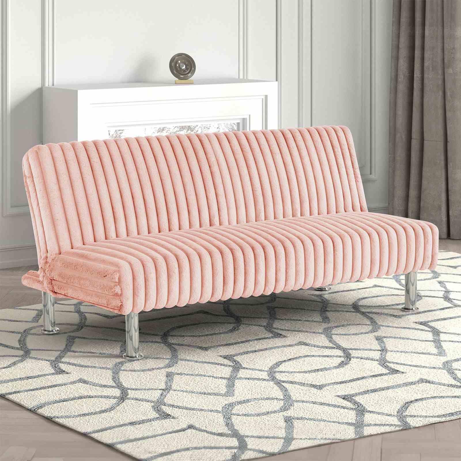 Hinwil Futon Sofa Bed, Pink