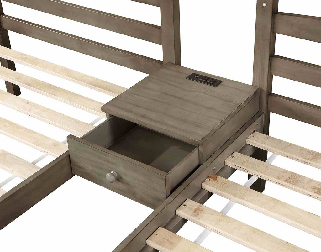 Hortense - Triple Twin Bunk Bed, Warm Gray