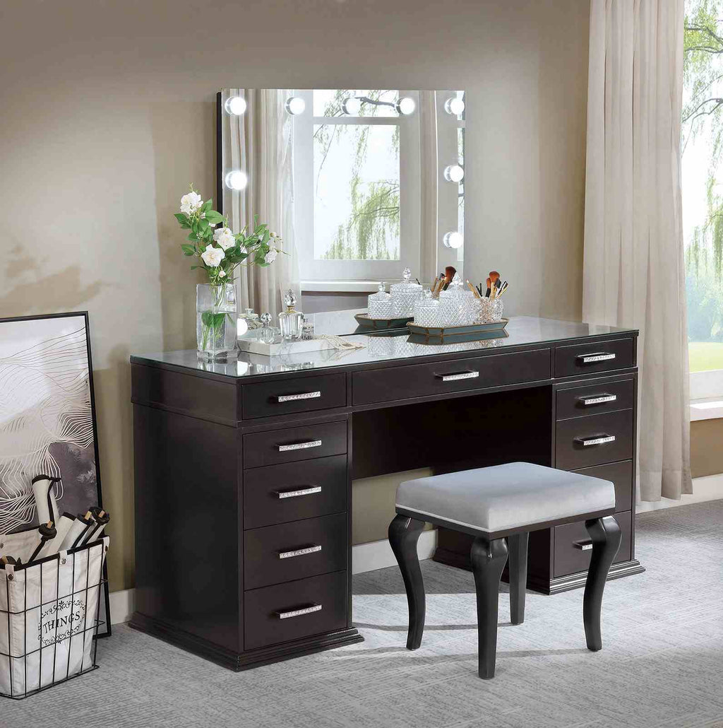 Valentina Vanity w/ Stool, Gray