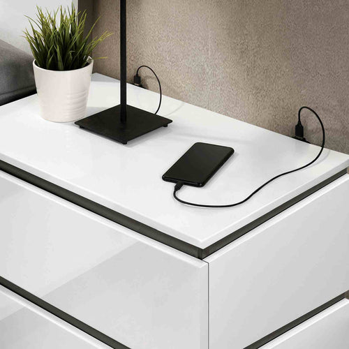 Birsfelden - Nightstand w/ USB, White