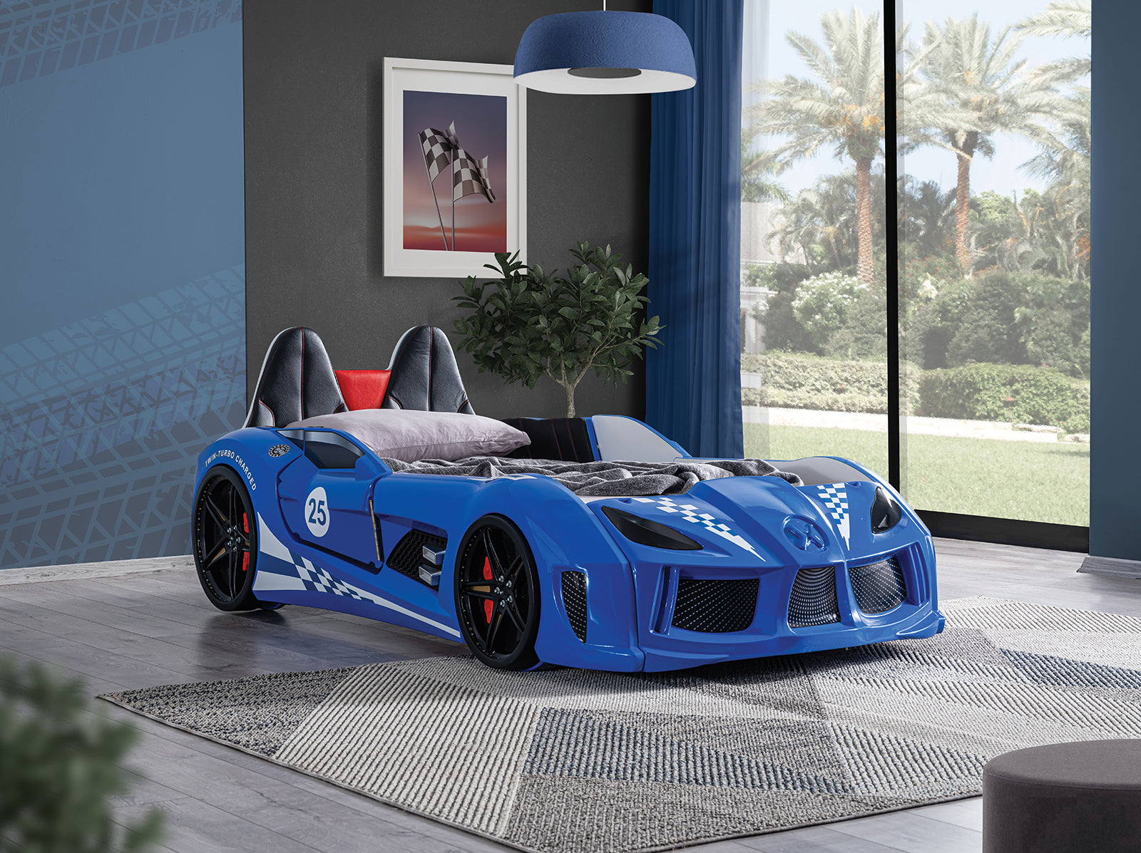 Trackster - Twin Car Bed, Blue