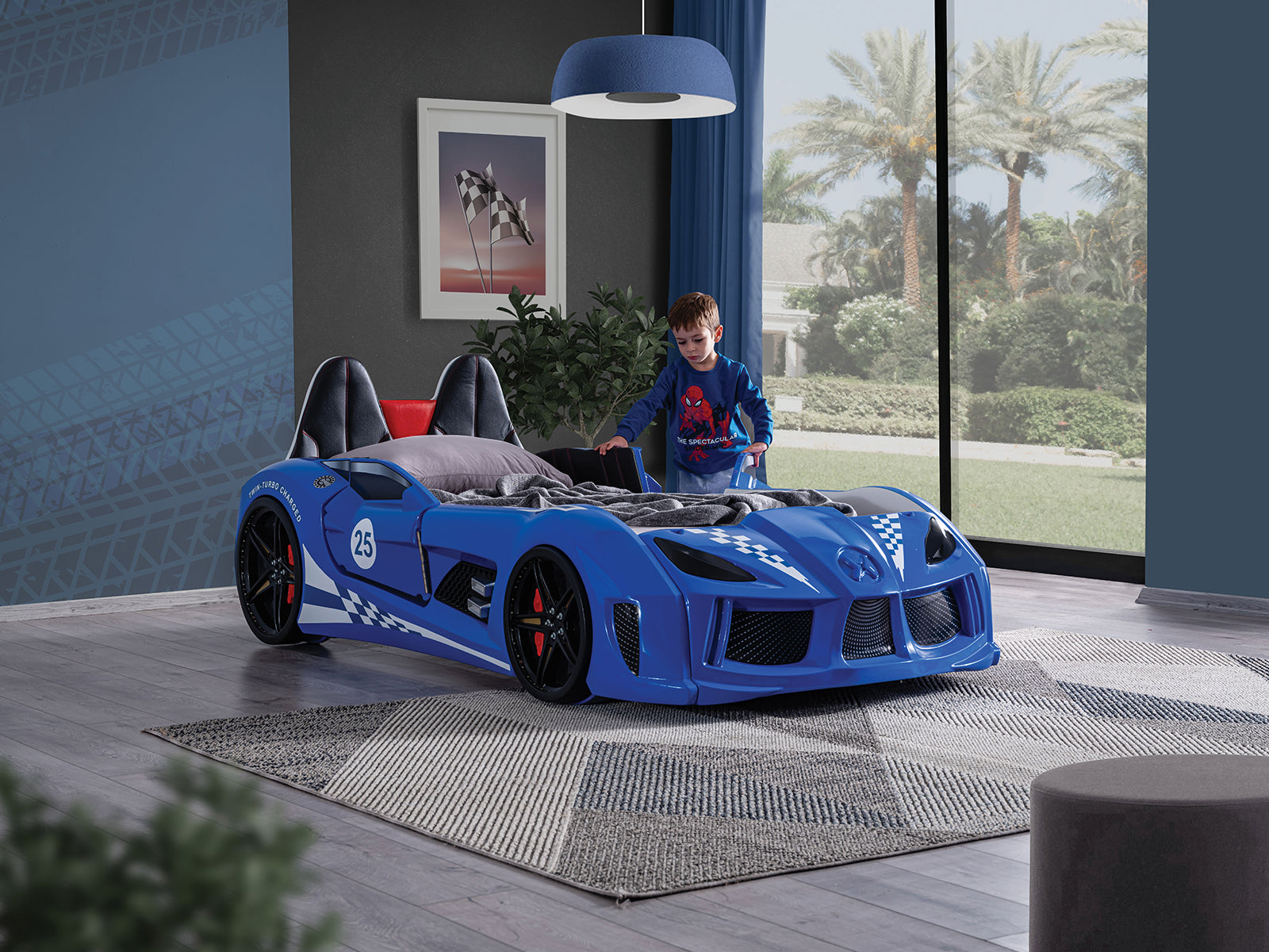 Trackster - Twin Car Bed, Blue
