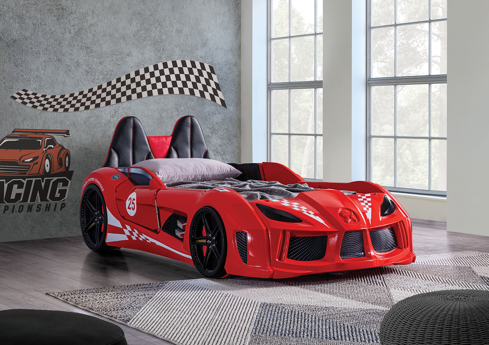 Trackster - Twin Car Bed, Red