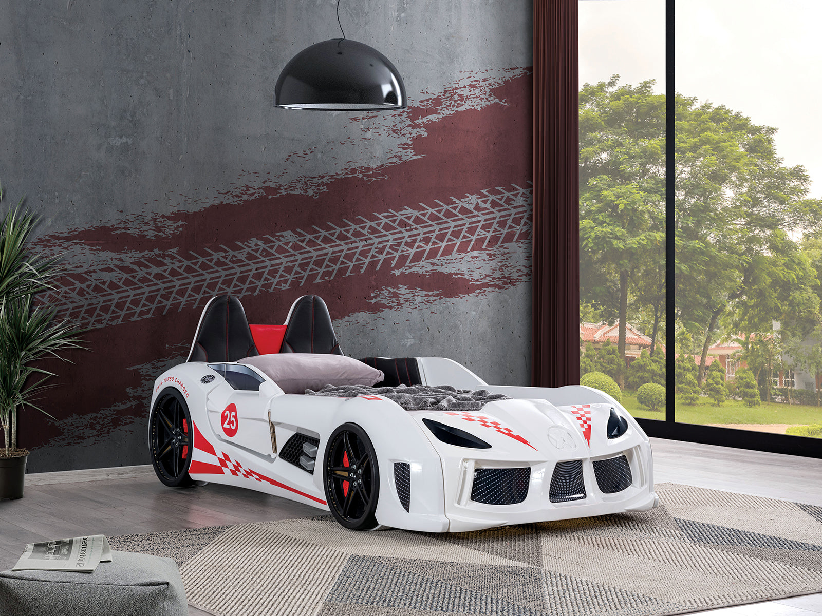 Trackster - Twin Car Bed, White