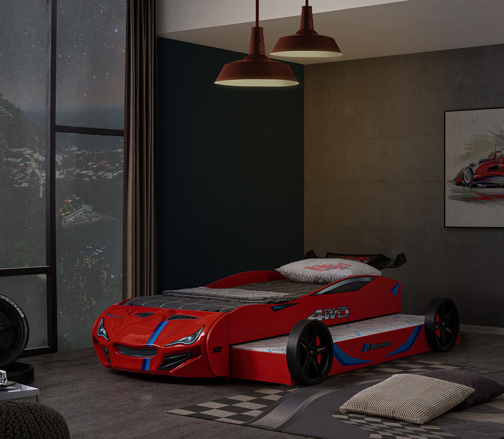 Tracklite - Car Bed w/ Trundle, Red