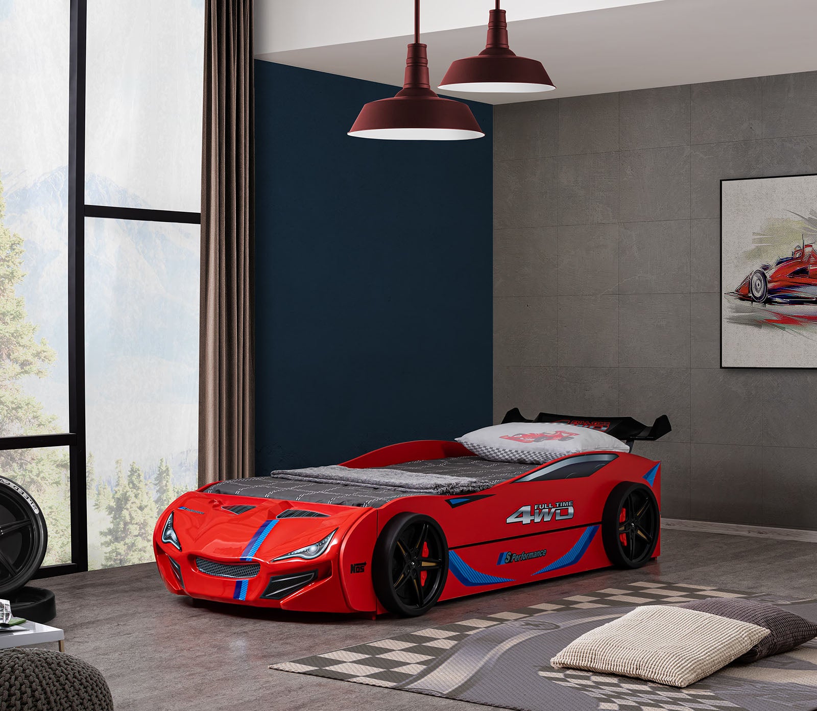 Tracklite - Car Bed w/ Trundle, Red