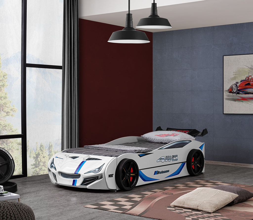 Tracklite - Car Bed w/ Trundle, White