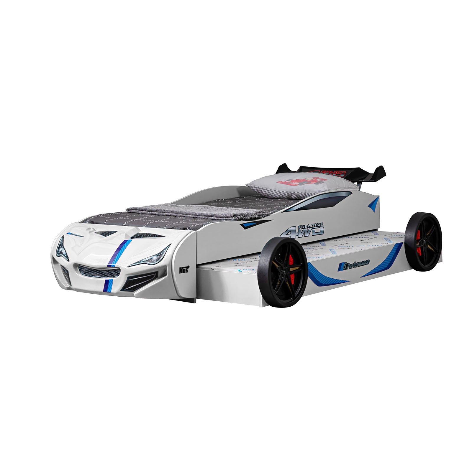 Tracklite - Car Bed w/ Trundle, White