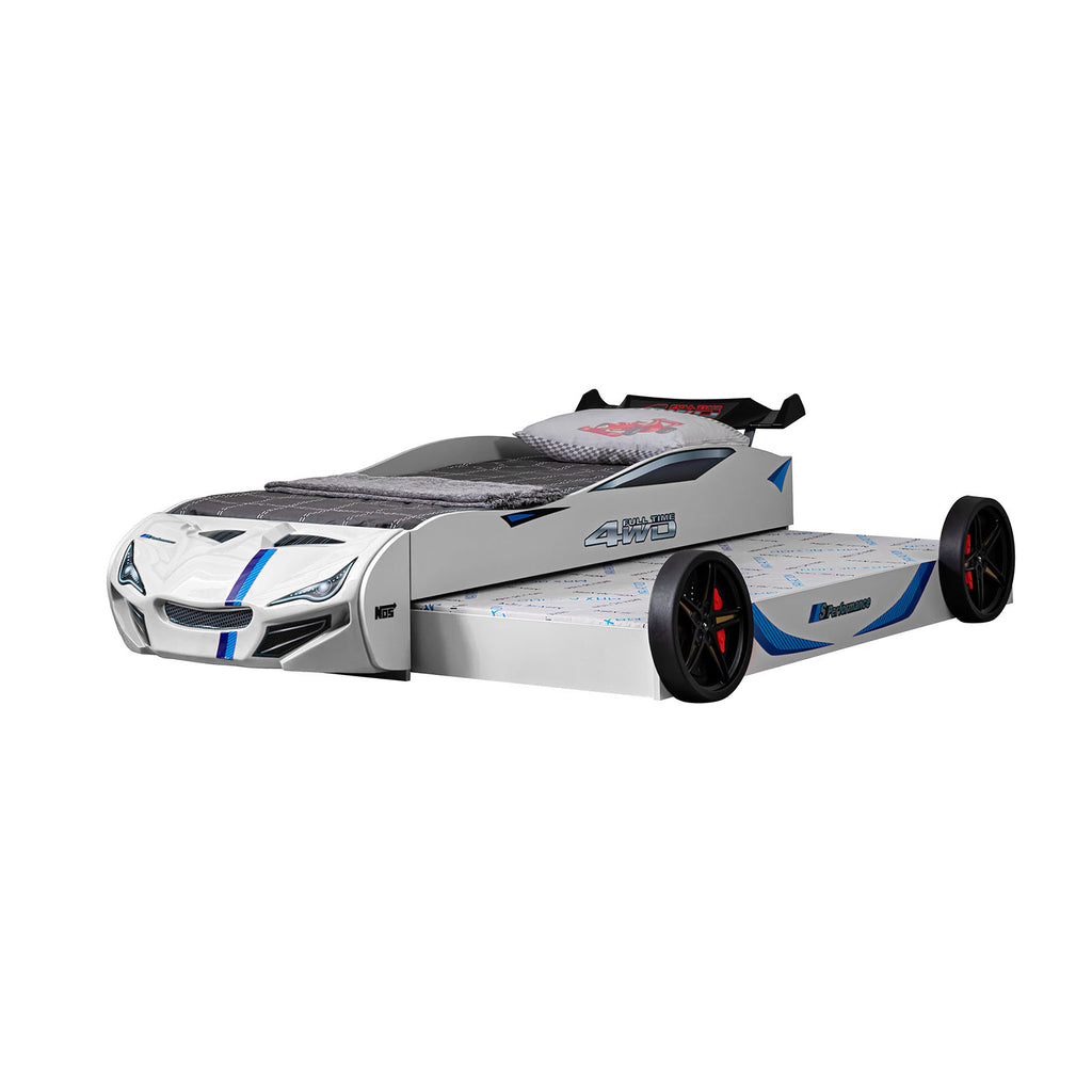 Tracklite - Car Bed w/ Trundle, White